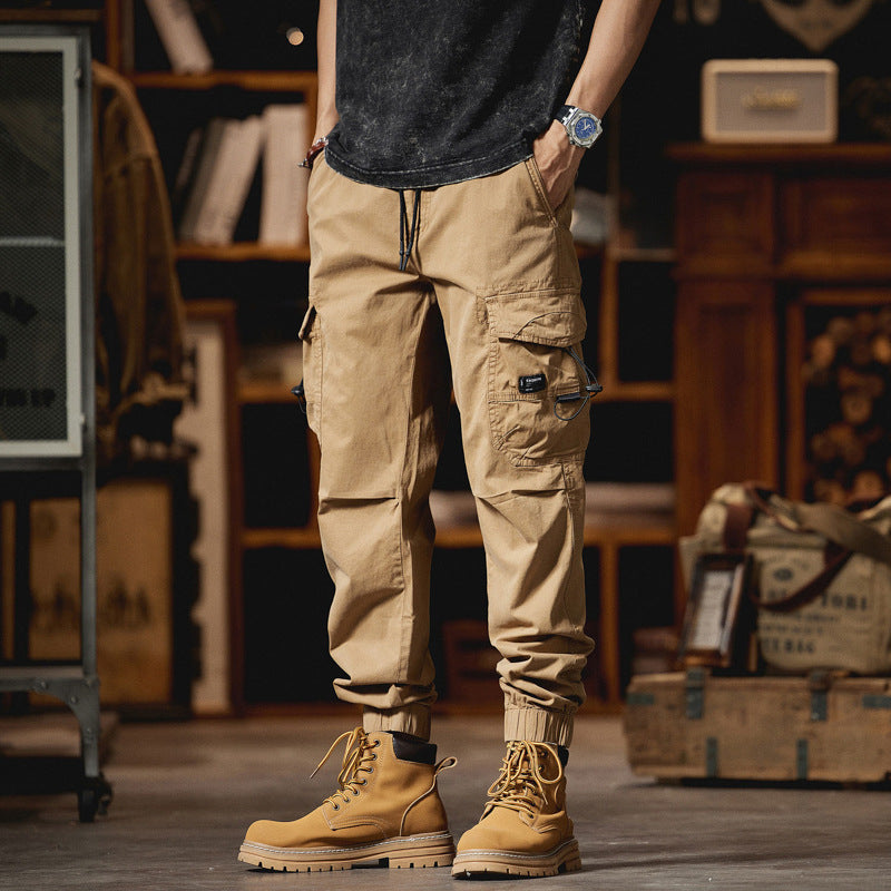 Men's Utility Cargo Jogger Pants with Elastic Comfort Waistband and Multifunctional Pockets Drune
