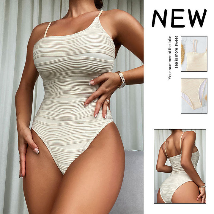 Women's One-Piece Swimsuit with Elaborate Wave Patterns Mune Fashion