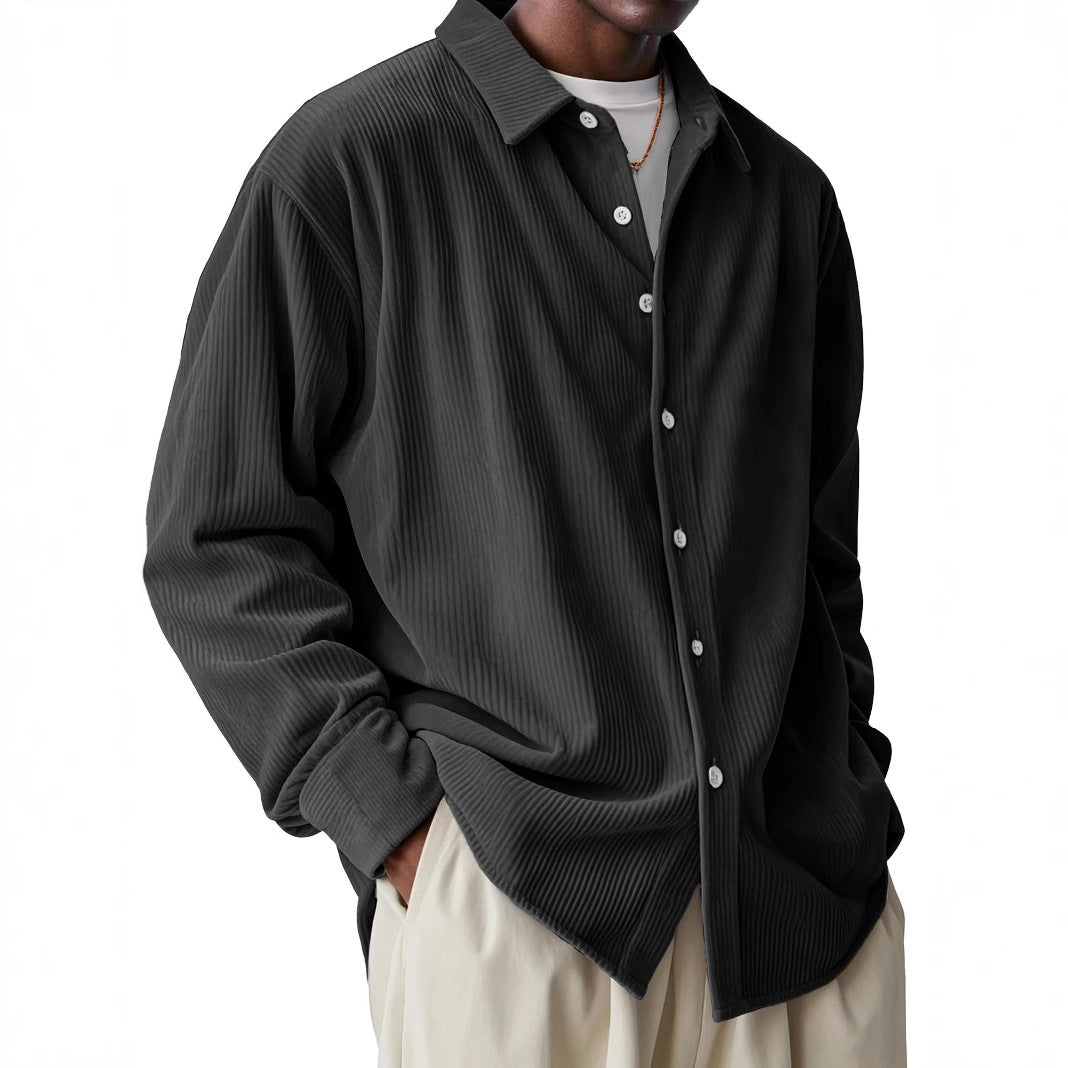 Men's oversized cord shirt with fine ribbed texture and relaxed fit Mune Fashion