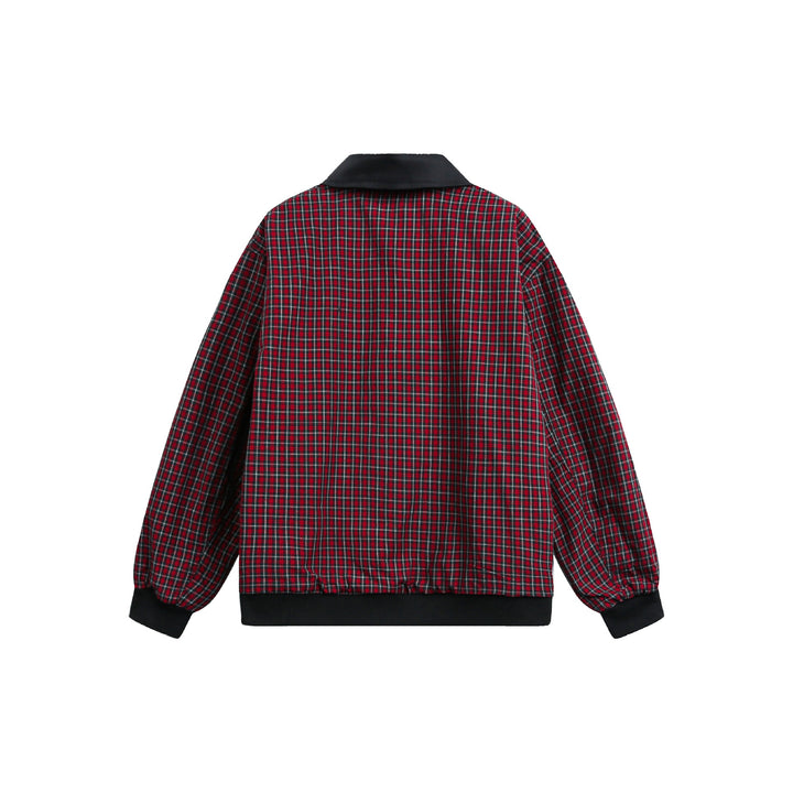 Unisex Reversible Bomber Jacket with Check Lining, Zipper and Ribbed Cuffs Mune Fashion