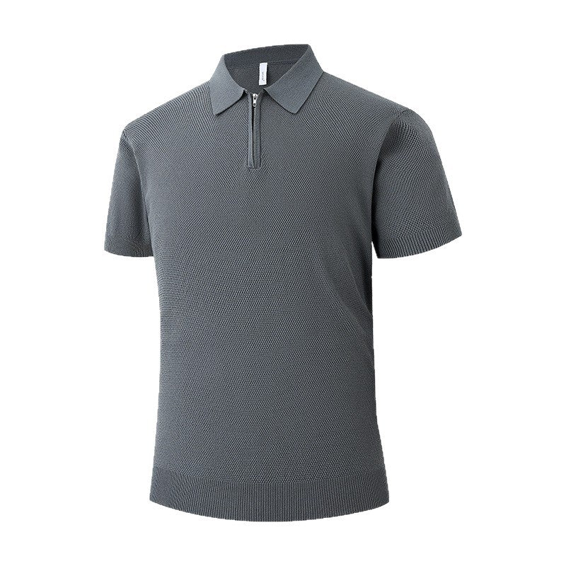 Men's Short Sleeve Polo Shirt with Zipper Mune Fashion