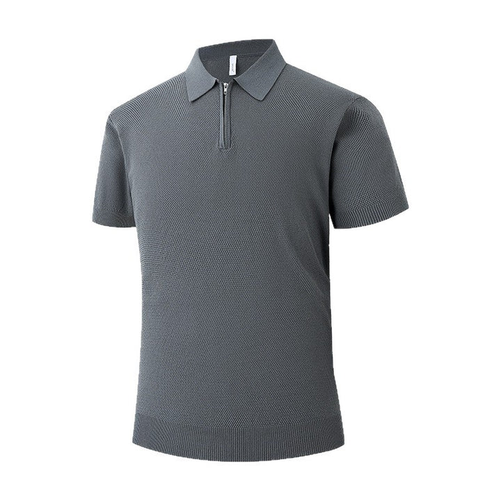 Men's Short Sleeve Polo Shirt with Zipper Mune Fashion