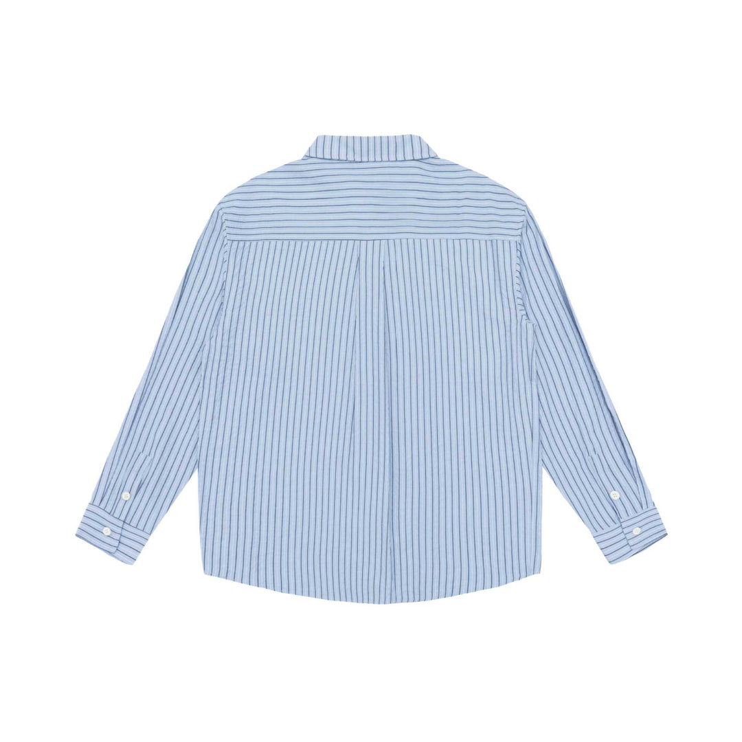 Unisex Casual Oversized Shirt with Vertical Pinstripe Pattern and Contrasting Chest Pocket Mune Fashion