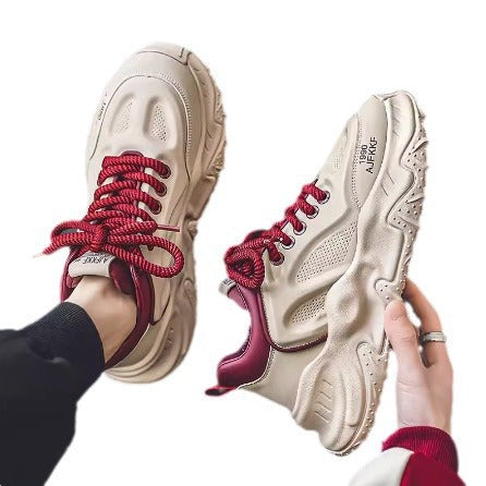 Women's chunky platform sneakers with perforated upper, padded ankle collar, and grippy wavy outsole Mune Fashion