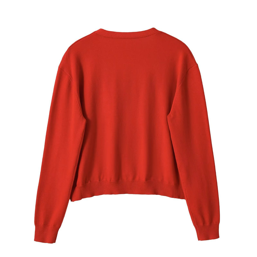 Women's Deep Cut Cropped Cardigan with Full Button Placket Mune Fashion