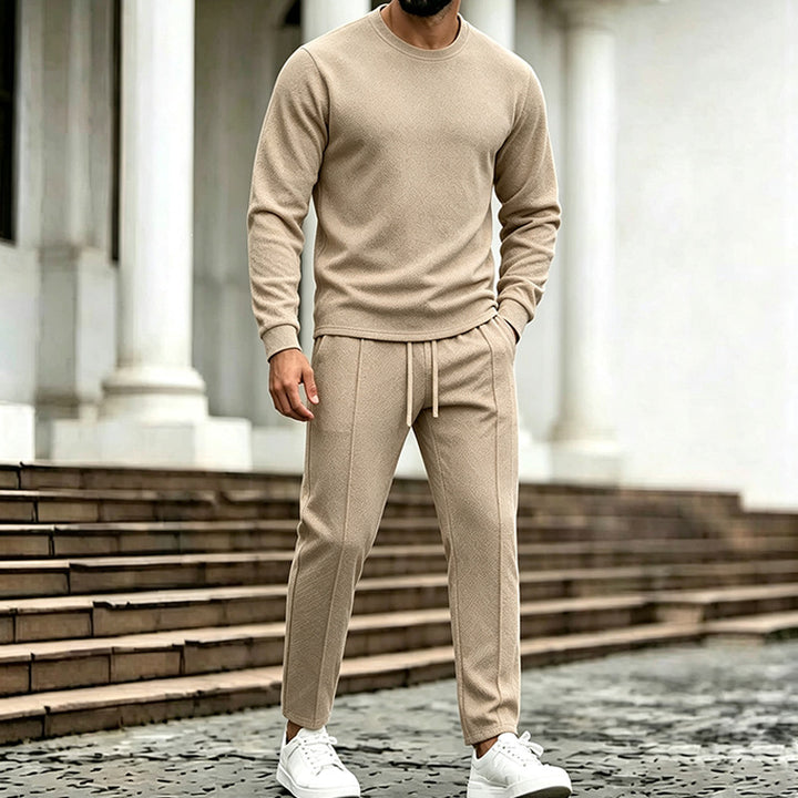 Men's Textured Lounge Set made of Sweat with Slim-Relax Jogging Pants Mune Fashion