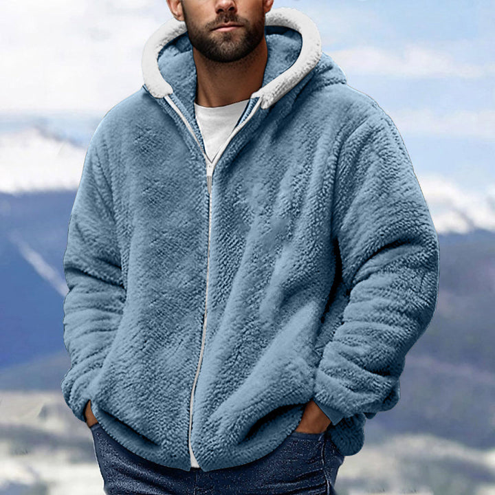 Men's Cozy Teddy Fleece Zip-Up Hoodie with Oversized Fit Mune Fashion