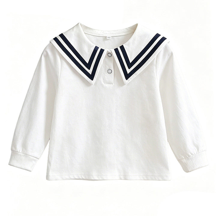 Girls' sailor blouse with elegant collar and high-quality cotton Mune Fashion