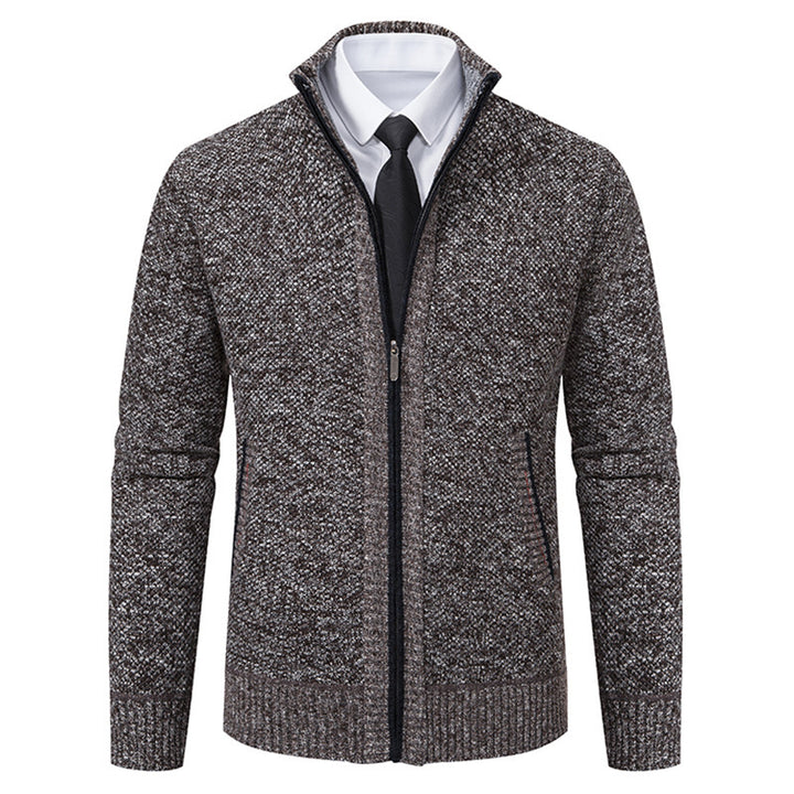Men's upscale cardigan with stand-up collar and full-length zipper, thermally insulating and tailored fit Mune Fashion