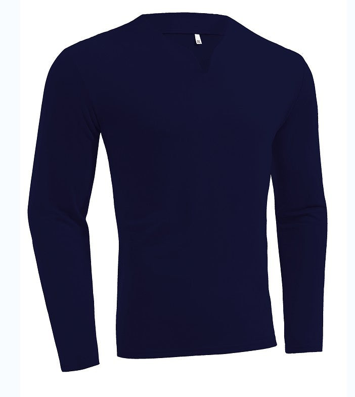 Men's long sleeve shirt with V-neck Slim Fit cotton blend and elastic comfort waistband Mune Fashion