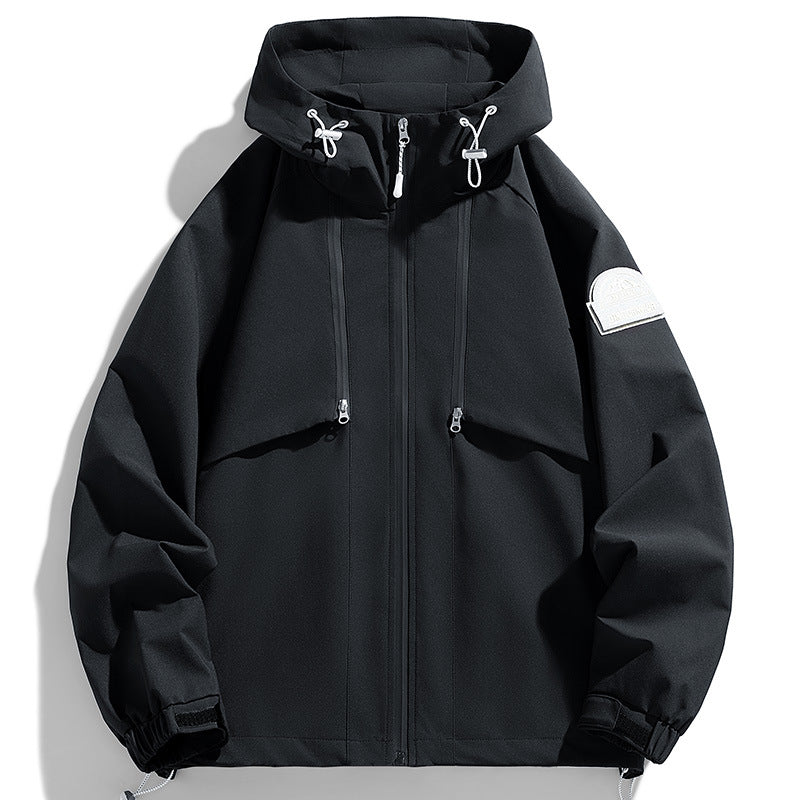Unisex Lightweight two-tone wind and rain jacket with hood, drawstring and zip pockets Mune Fashion