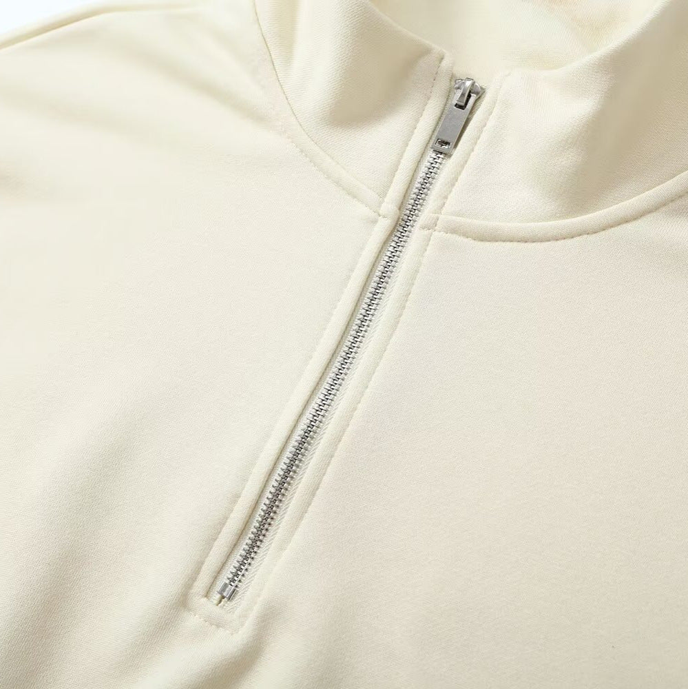 Women’s oversized pullover with half zip stand collar, elastic hem, and drop shoulders Mune Fashion