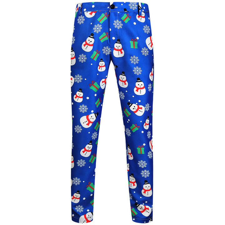 Men's Christmas Slim-Fit Chino Pants with Allover Santa Print and Stretch Comfort Mune Fashion