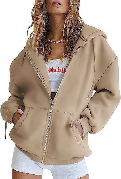 Women oversized hoodie jacket with full zip and kangaroo pockets Mune Fashion