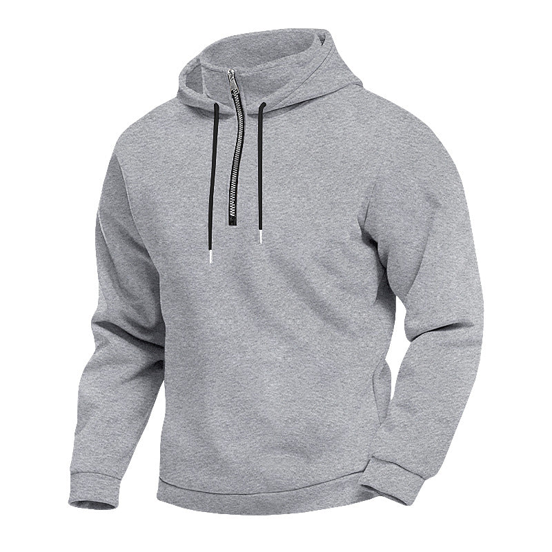 Men's hoodie with short zipper, double-layer hood and drawstring Mune Fashion