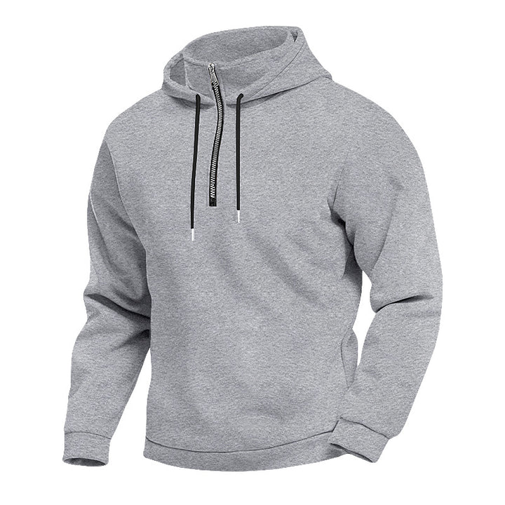 Men's hoodie with short zipper, double-layer hood and drawstring Mune Fashion
