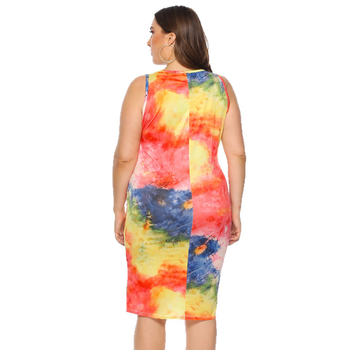 Women fitted summer dress with colorful tie-dye pattern Mune Fashion