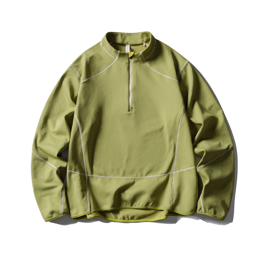 Unisex Half-zip fleece pullover with stand-up collar, flat seams and adjustable hem Mune Fashion