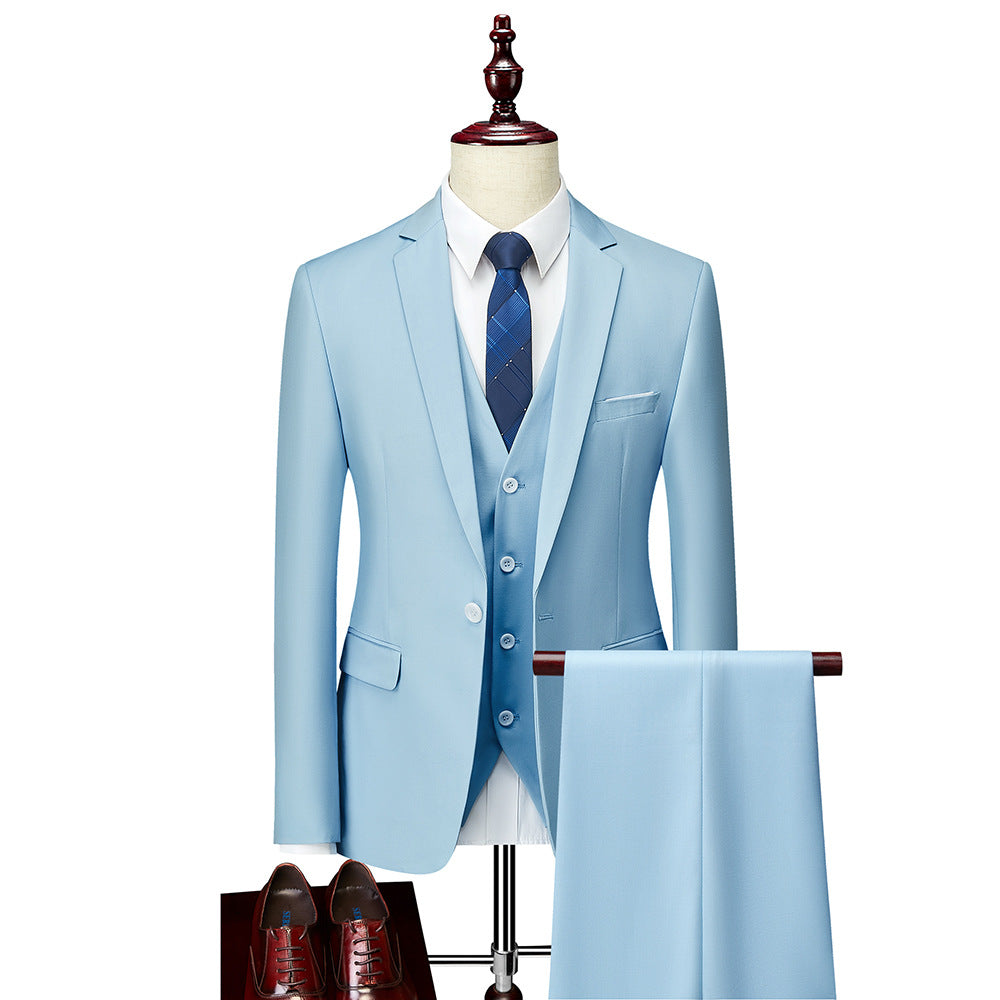Men's Three-Piece Slim-Fit Business Suit with Vest and Slim Silhouette Mune Fashion