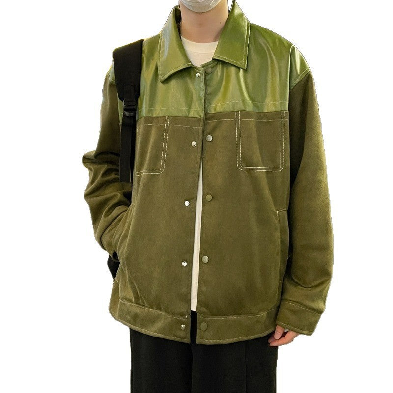 Men's overshirt made of suede with shiny shoulder trim and casual cut Mune Fashion