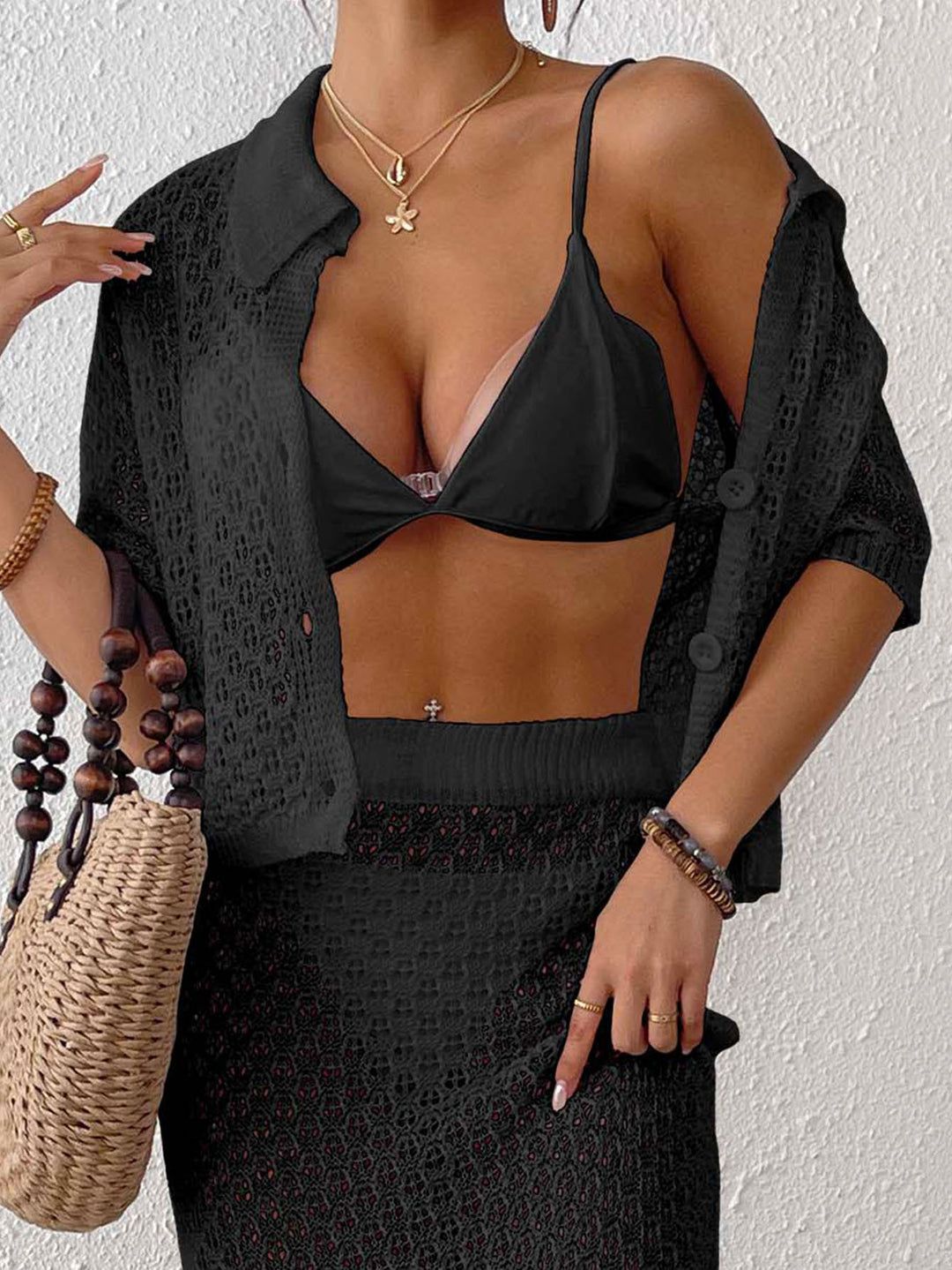 Women’s Casual Crochet Jumpsuit with Button Design Mune Fashion