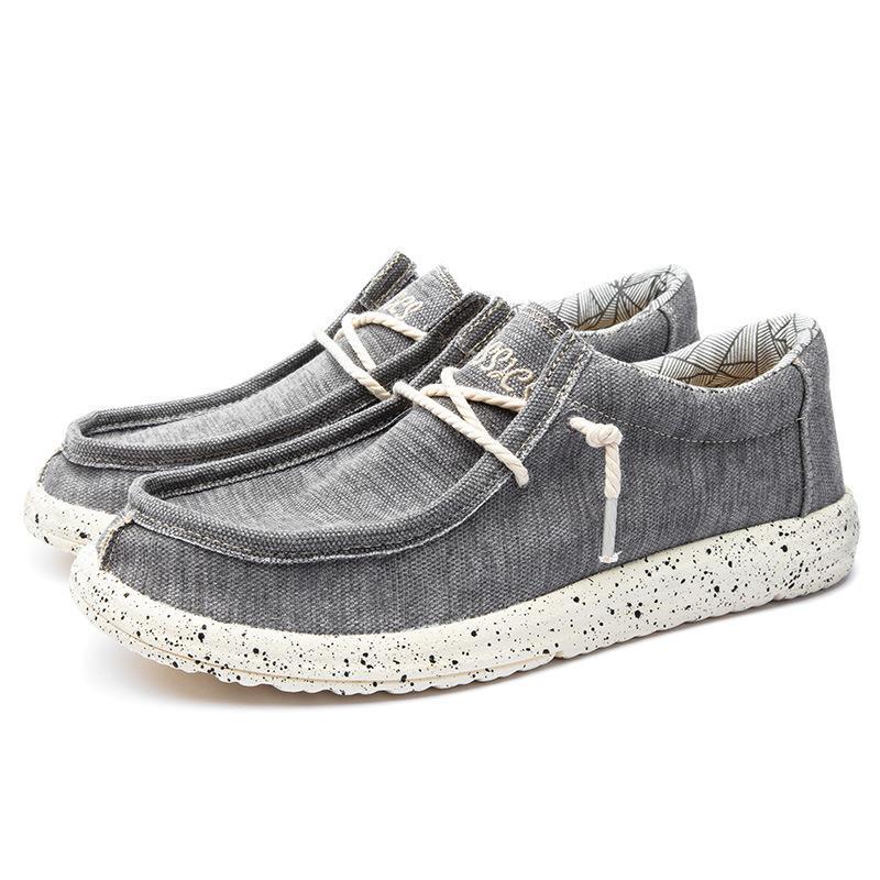 Men's casual moccasin sneaker made of denim fabric with elastic rope lacing and padded comfort sole Mune Fashion