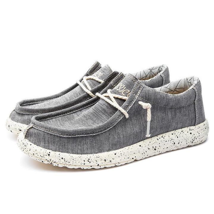 Men's casual moccasin sneaker made of denim fabric with elastic rope lacing and padded comfort sole Mune Fashion