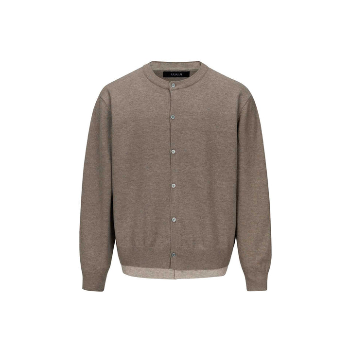 Men's fine knit cardigan with round neck, continuous button placket, and ribbed hem Mune Fashion