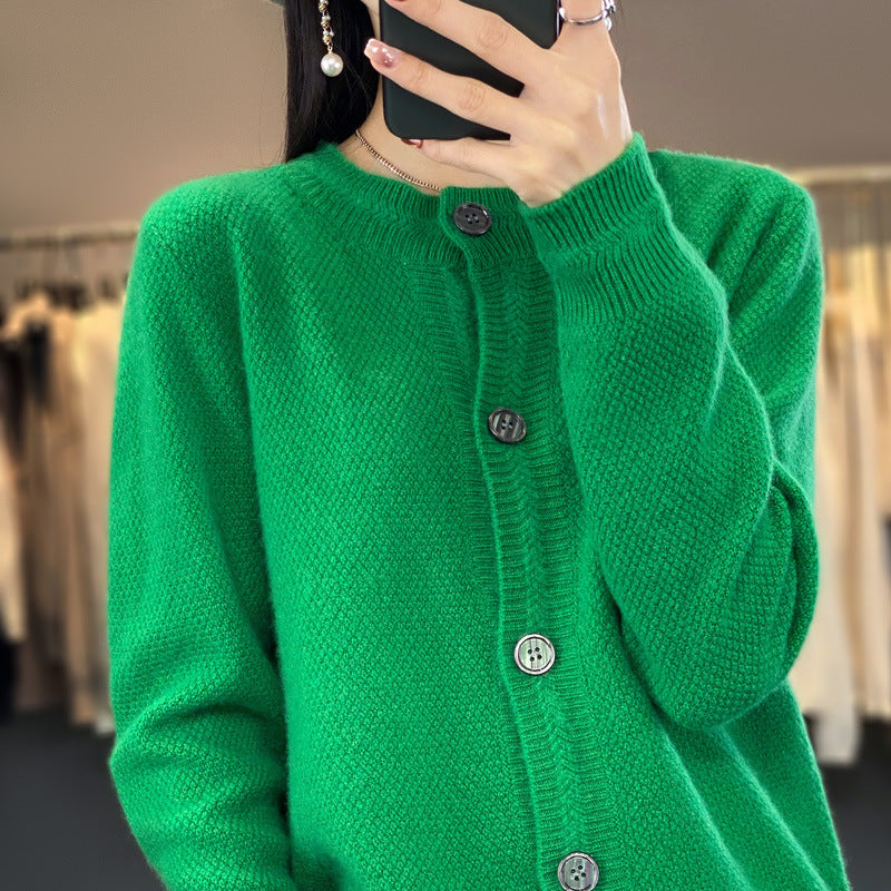 Women's Structured Fine Knit Cardigan with Cashmere-Like Feel, Full Button Placket, and Boxy Oversized Fit Mune Fashion