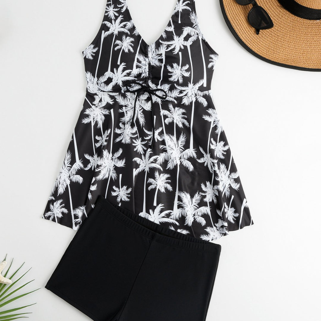 Women's tankini set with floral accents and comfortable shorts Mune Fashion