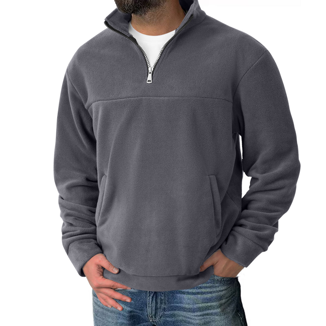Men's fleece half-zip pullover with stand collar and kangaroo pocket Mune Fashion
