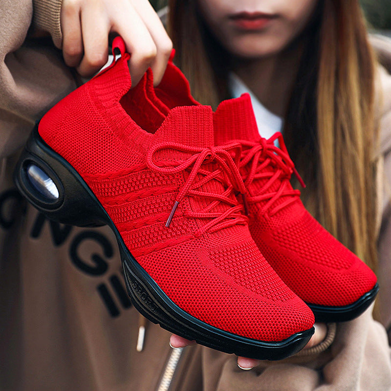 Women's avant-garde knit platform sneakers with cushioned air unit, sock-like entry and ergonomic memory footbed Mune Fashion