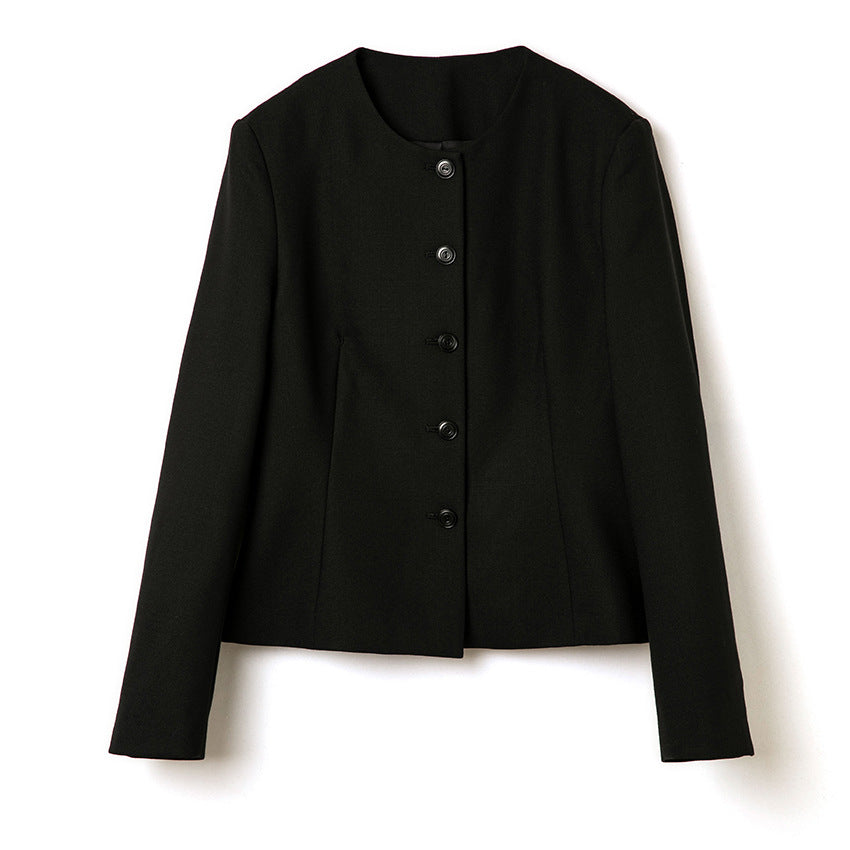 Women Elegant Pantsuit Set made of fine wool blend with round neck Mune Fashion