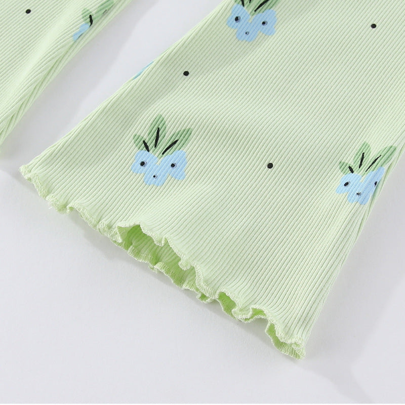 Girls Flared Leggings with Colorful Flower Pattern Mune Fashion