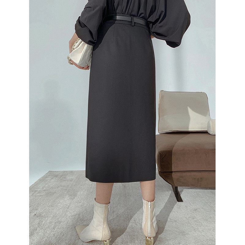 Women Elegant Midi Skirt with Side Slit Mune Fashion