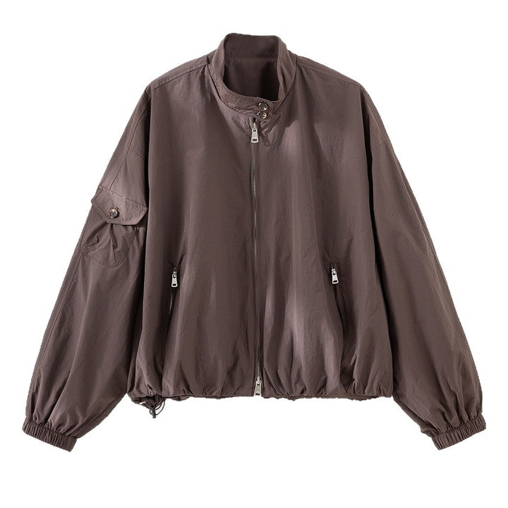 Women's short technical bomber jacket in oversized style with sleeve pocket and two-way zipper Mune Fashion