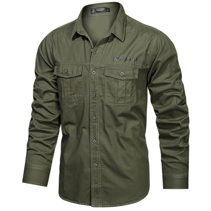 Men's Off-Road Safari Shirt with reinforced flap chest pockets, spread collar, and roll-up sleeves Mune Fashion
