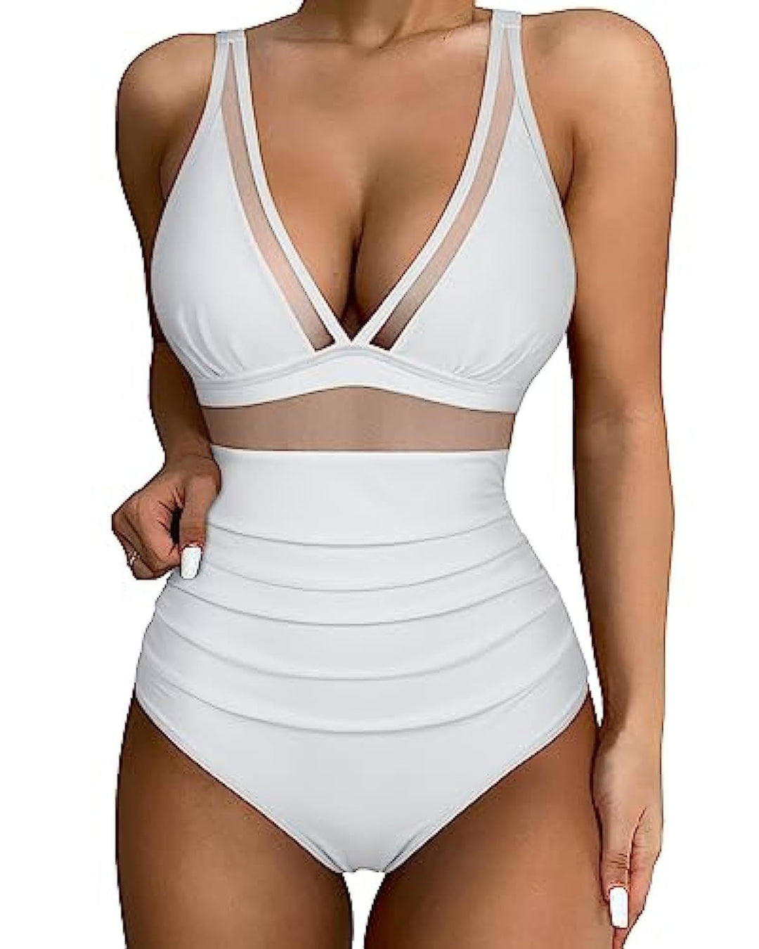 Ladies High-Waisted Swimsuit with Transparent Inserts Mune Fashion