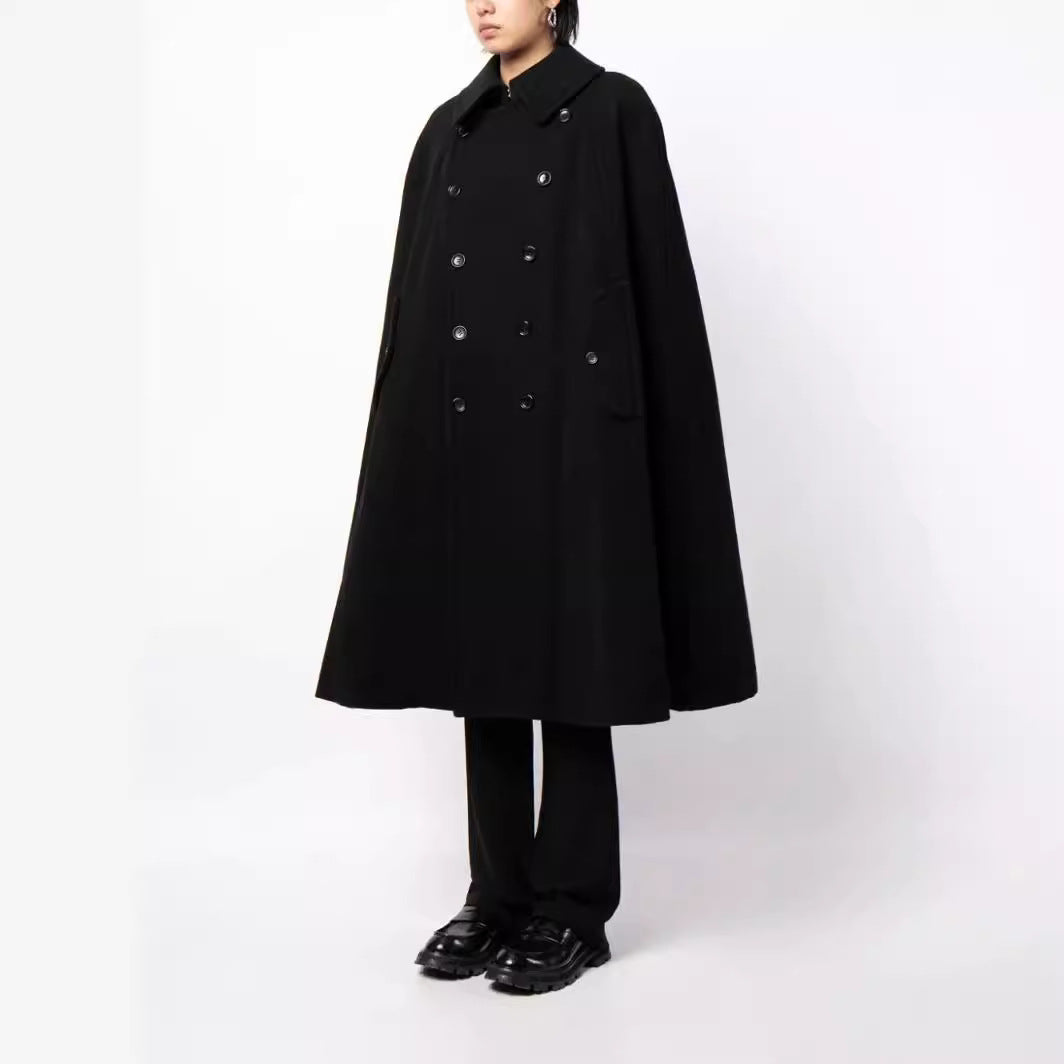 Men's double-breasted cape coat made of wool blend with cape cut Mune Fashion