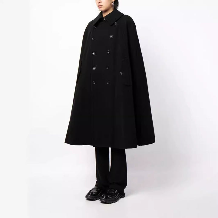 Men's double-breasted cape coat made of wool blend with cape cut Mune Fashion