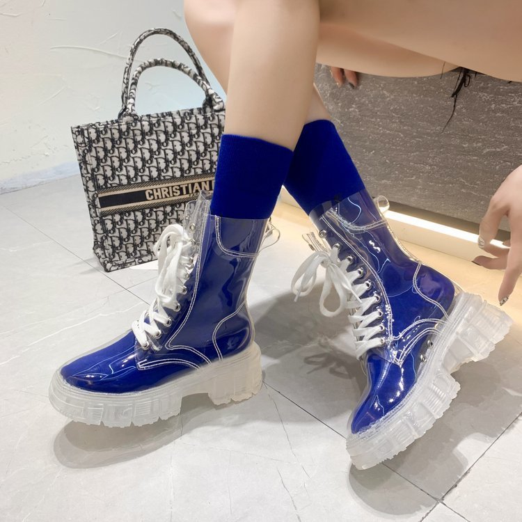 Women Transparent Platform High-Top Boots with Colored Insole Mune Fashion