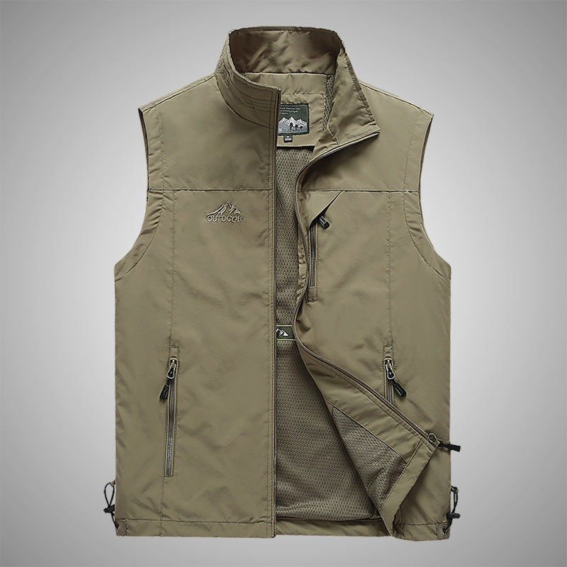 Men's Multifunctional Outdoor Vest with Windproof Cover, Mesh Lining and Zipper Pockets Mune Fashion