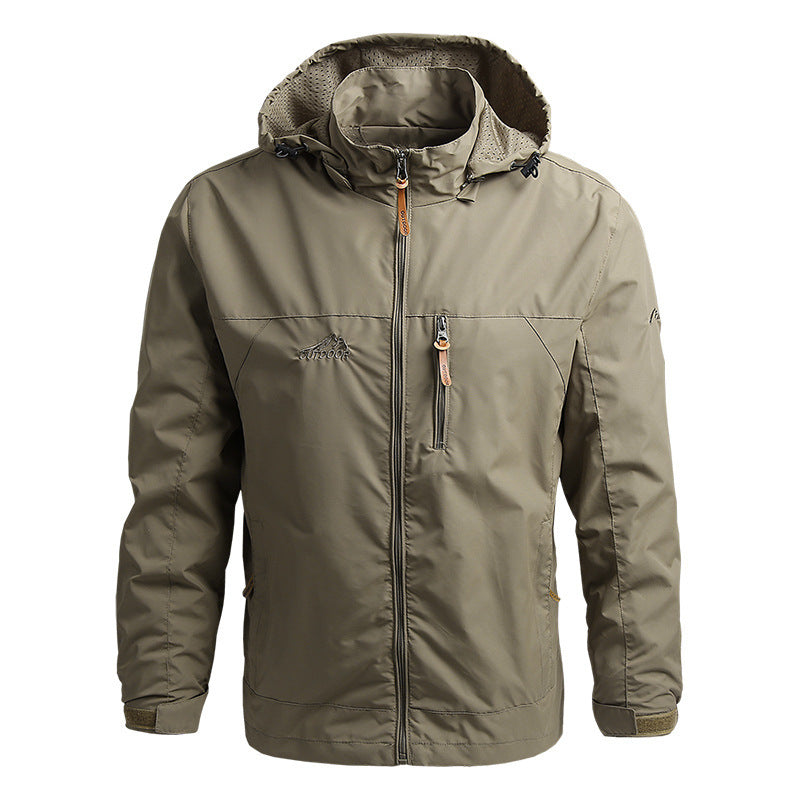 Men's Ultra-Lightweight Trekking Hooded Jacket with Mesh Inner Lining, Chest Zip and Velcro Cuffs Mune Fashion