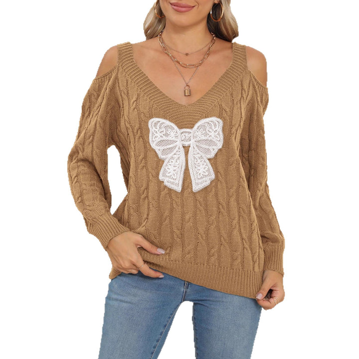Women's stylish sweater with playfully knitted bow motif Mune Fashion