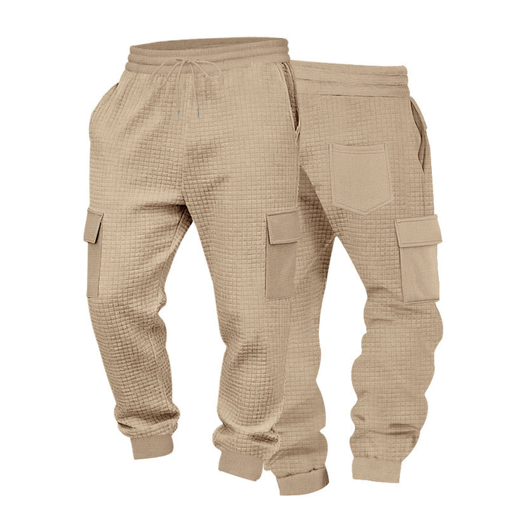 Men's cargo jogging pants made of waffle texture with drawstring and cuffs Mune Fashion