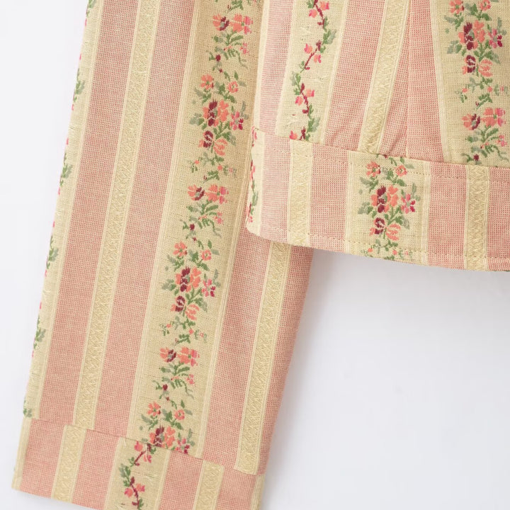 Women's short jacket with stand-up collar and vintage floral pattern Mune Fashion