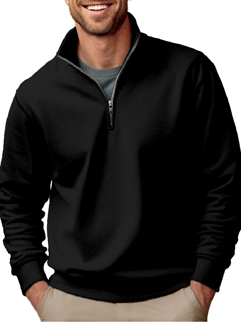 Men's half-zip sweatshirt with stand-up collar and soft fleece interior lining Mune Fashion