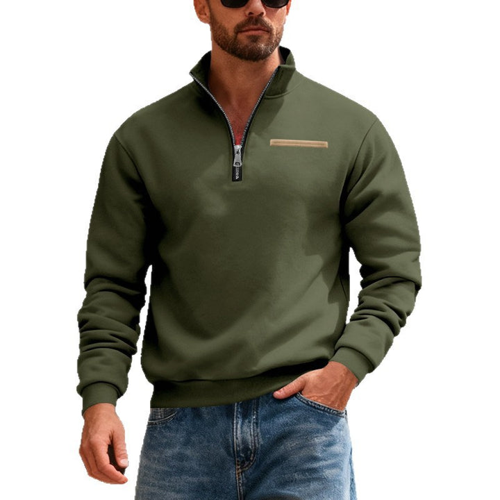 Men's Nan Sweatshirt with Half Zip, Stand Collar and Chest Welt Pocket Mune Fashion
