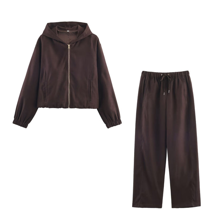 Ladies Boxy Hooded Jacket in Velvet Look with Full Zip and Elastic Hem Mune Fashion