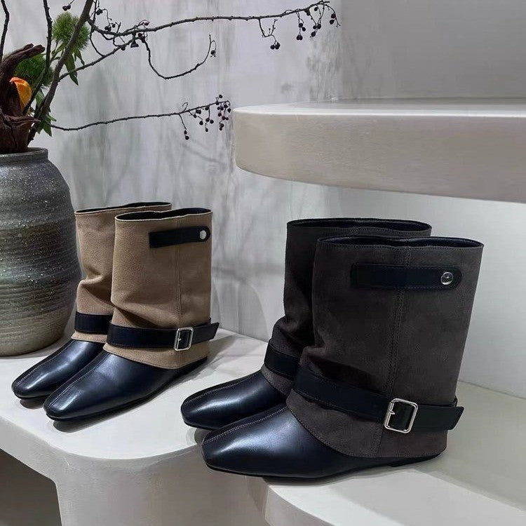 Women Elegant Ankle Boots with Fashionable Strap Design Mune Fashion